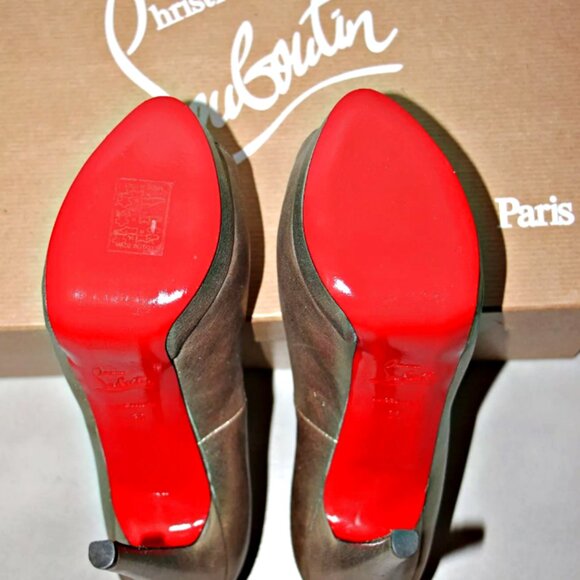CHRISTIAN LOUBOUTIN Platinum Palais Royal Peep Toe Leather Pumps US 6/IT 36 $945 - Picture 5 of 12